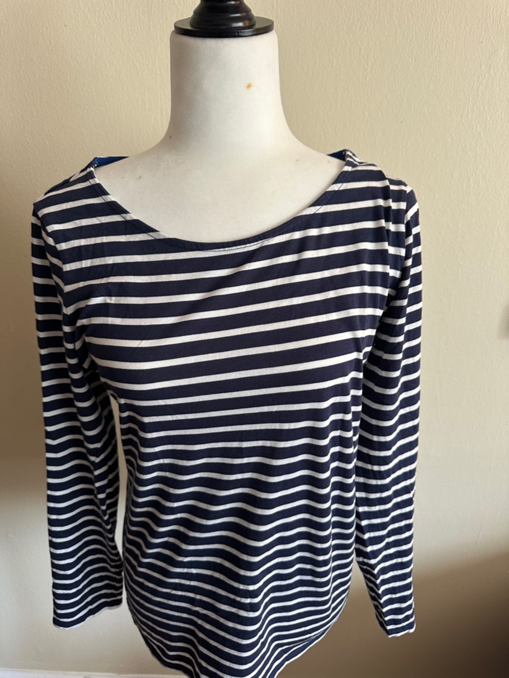 Boden Navy and White Striped Long-Sleeve Top